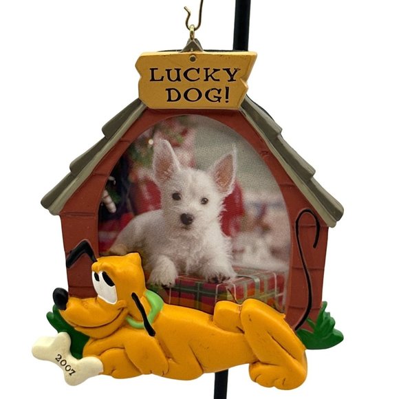 Hallmark Keepsake Disney Ornament Pluto Lucky Dog 2007 Photo Holder Christmas - Picture 1 of 3